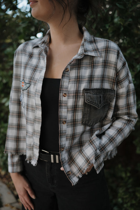 Harley Davidson Cropped Flannel Shirt