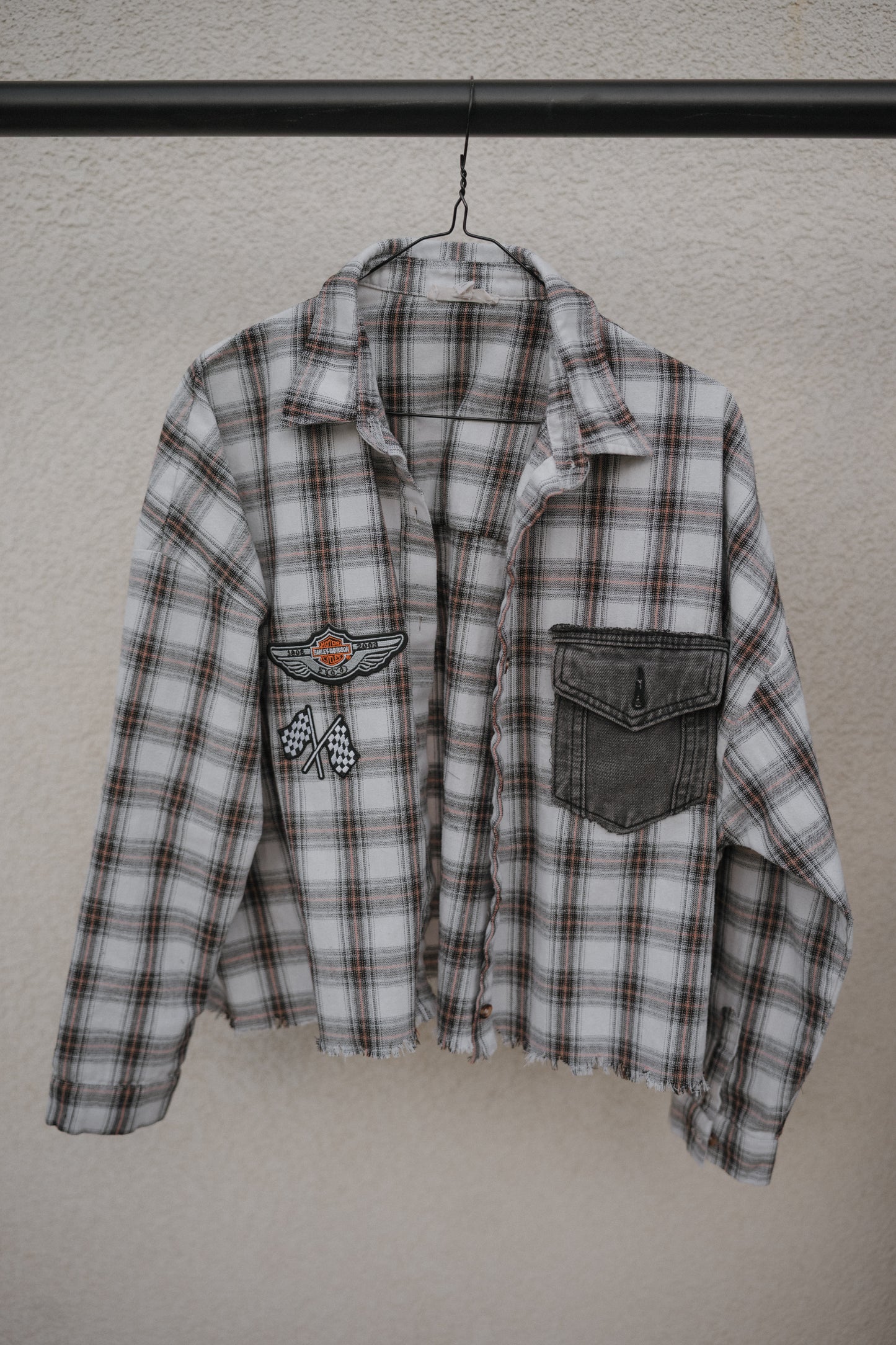 Harley Davidson Cropped Flannel Shirt