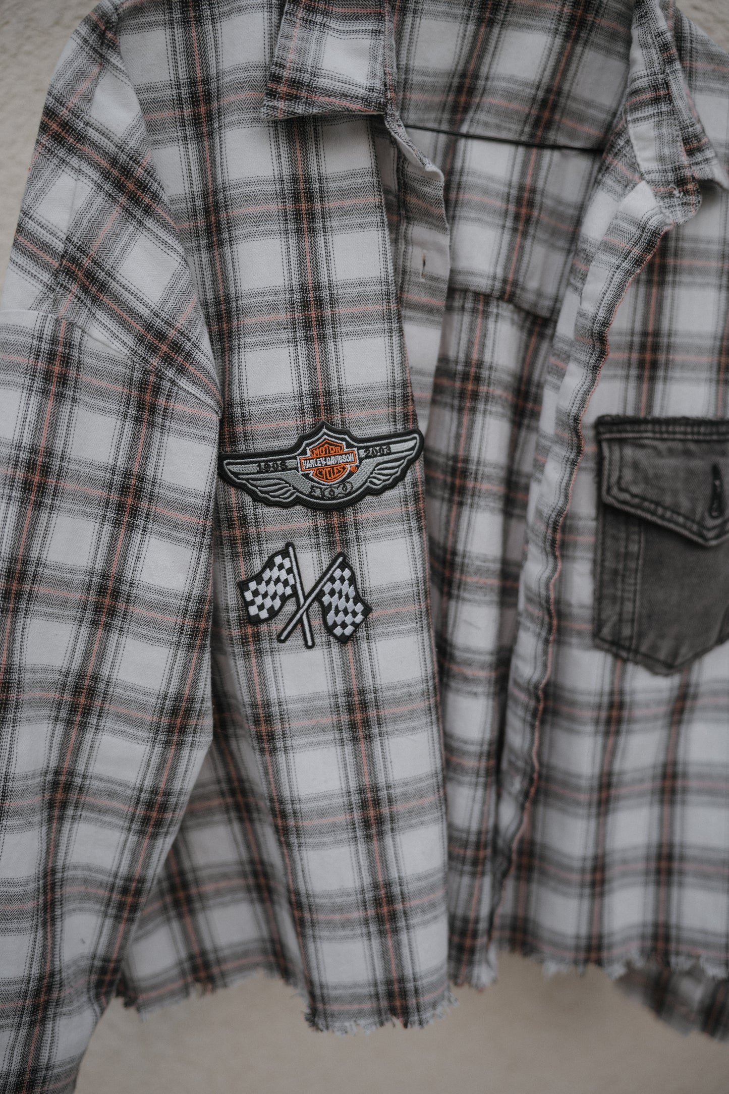 Harley Davidson Cropped Flannel Shirt